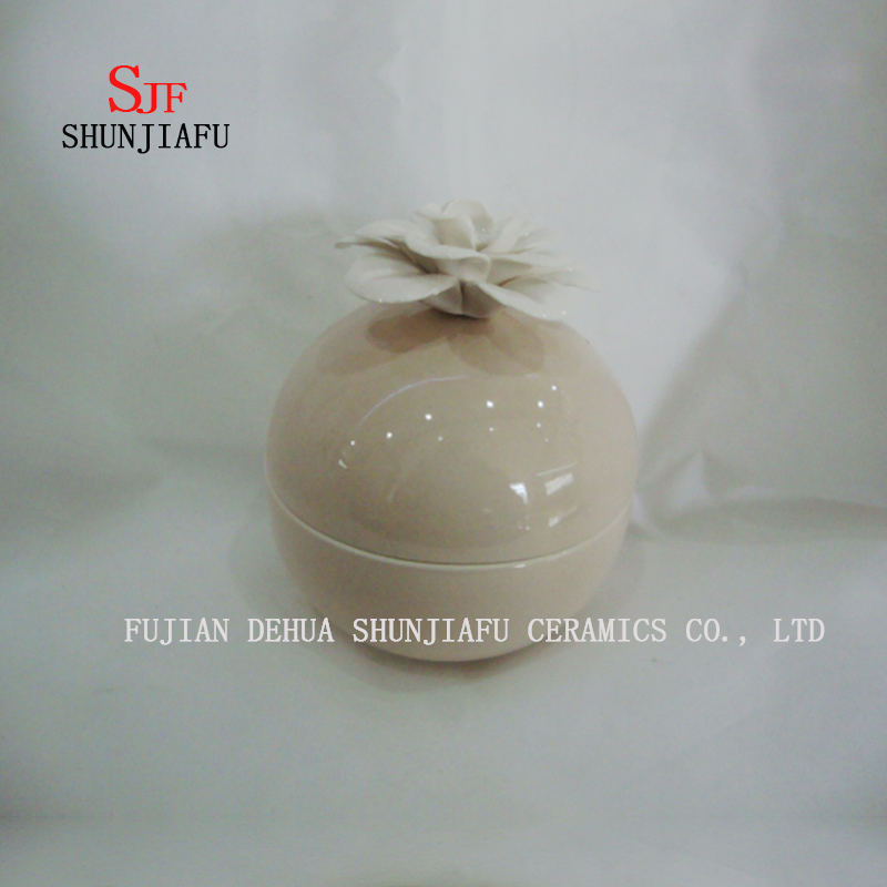 New Handmade Round White Flower Jewelry Box