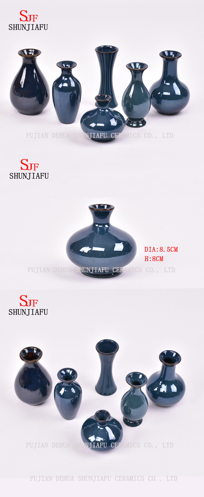 Mini Floret Bottle Ceramic Textured Vases Stoneware Vases Sapphire Floret Bottle