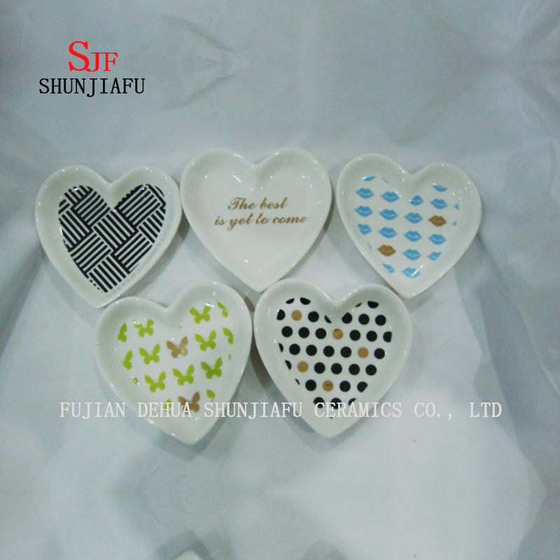 Ceramic Seasoning Dishes Appetizer Plates, Porcelain Saucers Bowl Dinnerware (heart Shape)