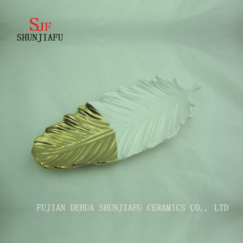 Gold and Silver Special Feather Dishes, Ceramic Plate/B