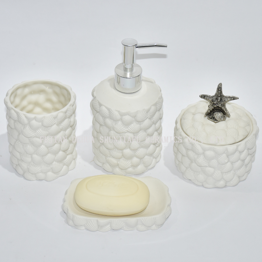White Ceramic Bathroom Accessory Set