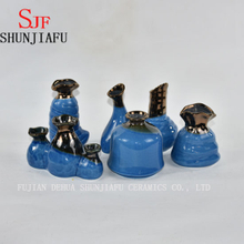 Ceramic Flower Vase for Home Decoration Glazed Water Finish (Blue)
