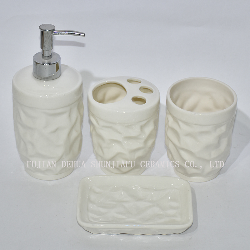 White Ceramic Bathroom Accessory Set
