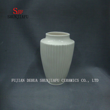 White Ceramic Fluted Vase for Decoration
