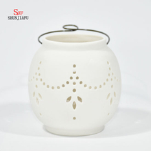White Ceramic Design Tea Light Storm Lantern - Candle Holder
