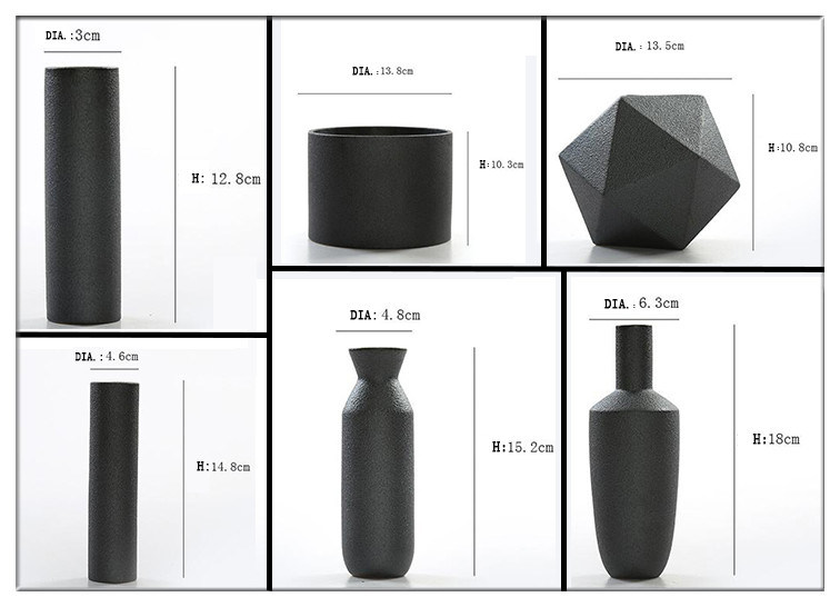 Porcelain Ceramic Vases, Ceramic Black Floret Bottle