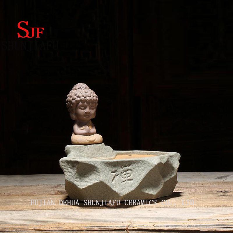 Handmade Ceramic Home/ Garden Antique Little Monk Flowerpot