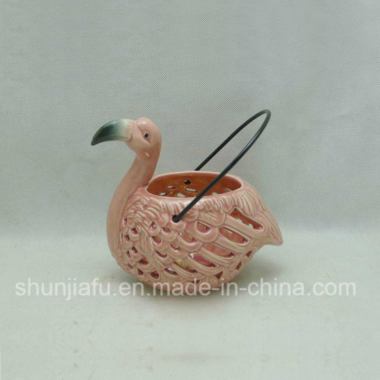 Ceramic Flamingo Candlesticks Garden Lantern