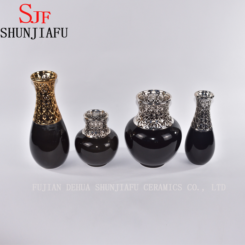 Morden Style Small Ceramic Flower Vase for Home Decoration (Red)