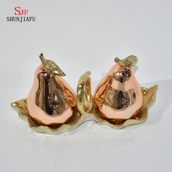 Pear Shape Electroplating Ceramic Salt and Pepper Shakers