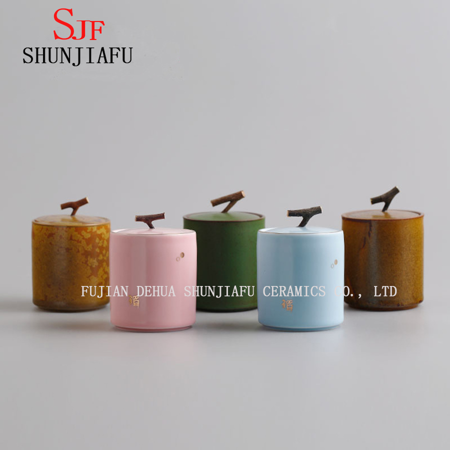 Tea Caddy Green Tea Pot Storage Canister Ceramic Tea Jar