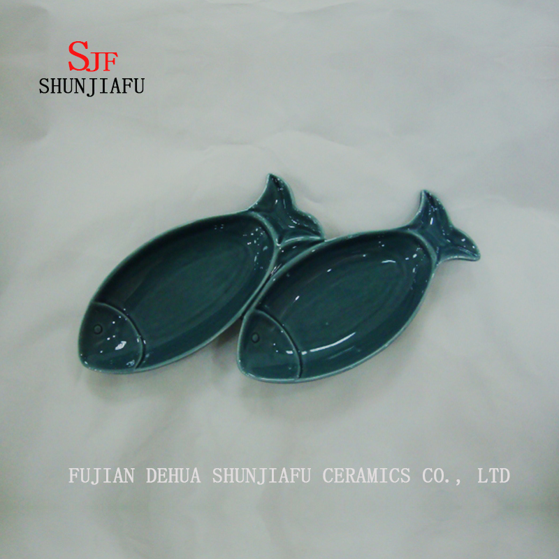 Stock Show 3PCS Multipurpose Ceramic R Plates, Multicolor Porcelain Saucers Bowl Dinnerware Set for Vinegar/Salad Soy Sauce/Wasabi/Chili Oil-Ocean Series