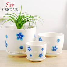 Ceramic Flowerpot Round Shape Set of 3