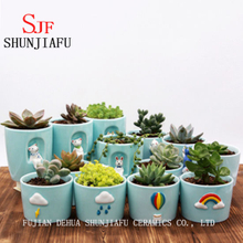 Ceramic Flowerpot for Small Cactus Succulent Plants (Rainbow)