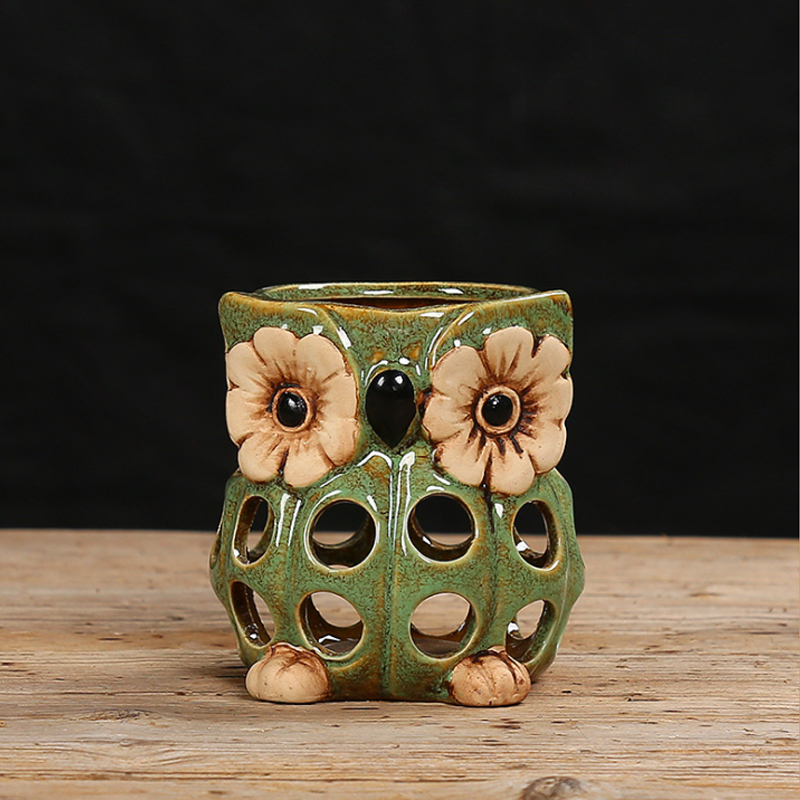 Ceramic Owl Hollowed-out Candle Stand/Candle Holders