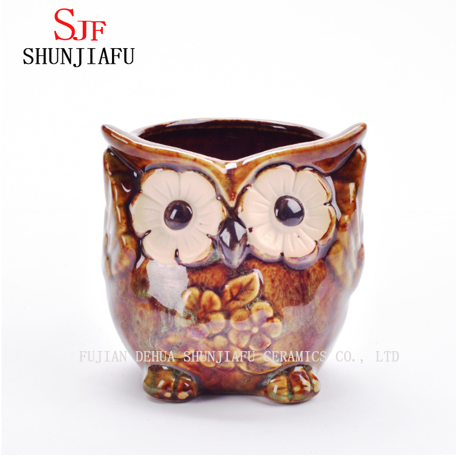 5 Design Ceramic Cartoon Owl Planter Porcelain Animal Flowerpot/C