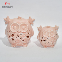 Light Pink Owls Shape Ceramic Candle Holders/F