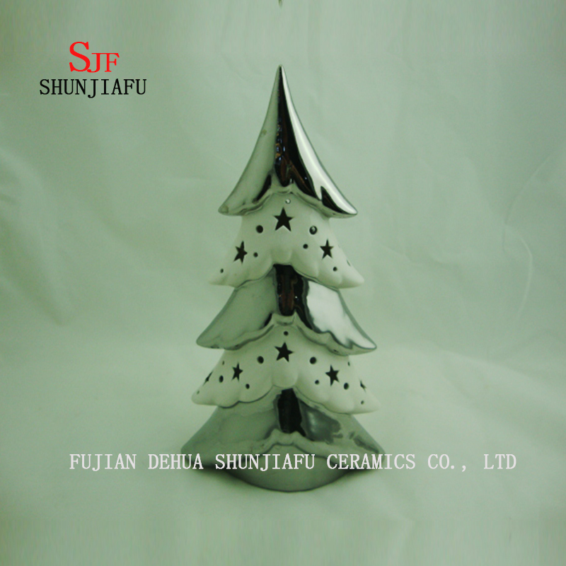 Tabletop Ceramic Lighted Plating Ceramic Electroplating Xmas Tree