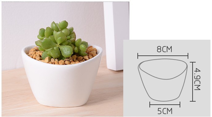 Creative Desktop Ceramic Triangle White Mini Pot