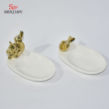 Electroplating Animal Decoration Ceramic Soap Dish