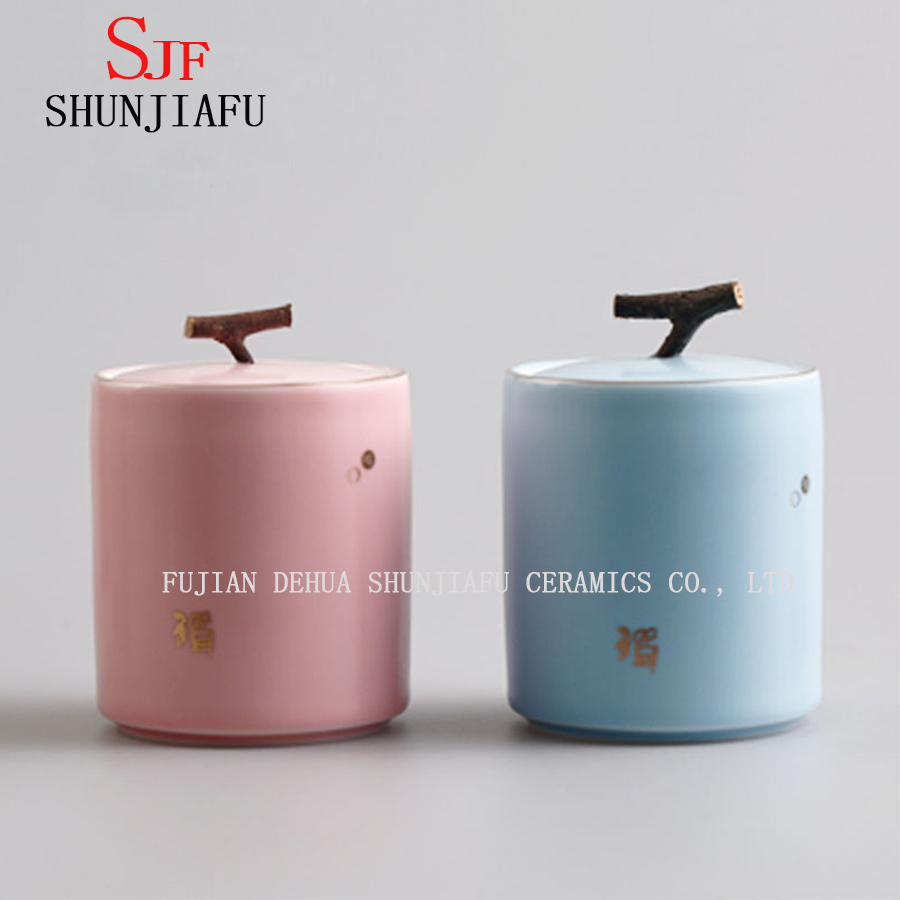 Tea Caddy Green Tea Pot Storage Canister Ceramic Tea Jar Box