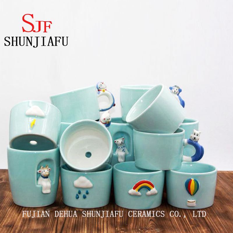 Ceramic Flowerpot for Small Cactus Succulent Plants (Rainbow)