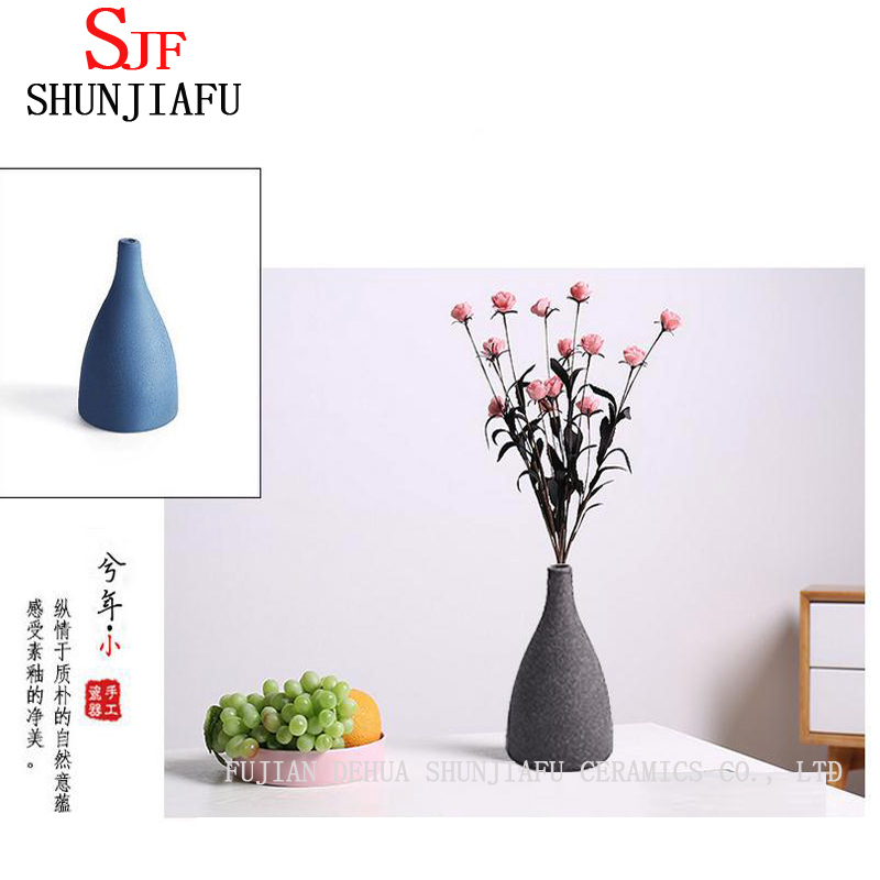European Style Modern Matte Blue and Black Ceramic Vase