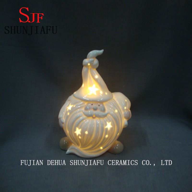 Ceramic Santa Claus Candlestick LED Flame for Home/ Christmas Decoration