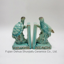 Ceramic Bookends with Little Turtle for Home Decoration