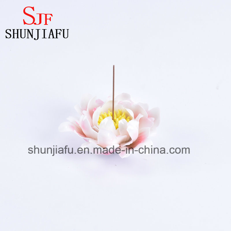 Hand Made Ceramic Flower Type Incense Burner for Sticks