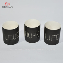 New Design Black Letter Design Ceramic Candle