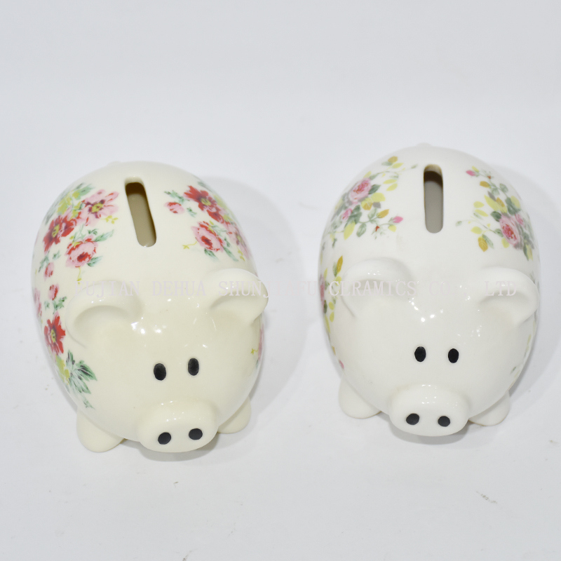 Minigift Ceramic Little Piggy Bank Decorate for Children