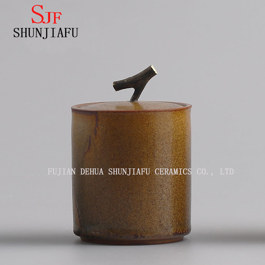 Tea Caddy Green Tea Pot Storage Canister Ceramic Tea Jar