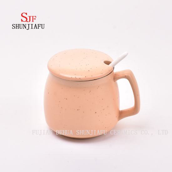Creative Ceramic Mug with Lid. Breakfast Coffee Cup