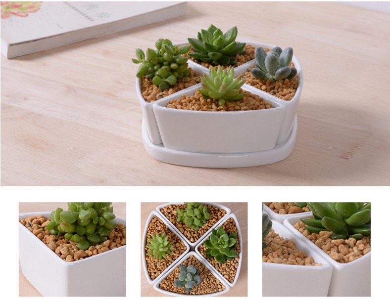 White Ceramic Flowerpot with Triangular Shaped Base Assorted Cold Dishes