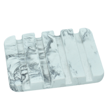 Groove drainage White Marbling Design Diatomite Soap Holder