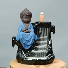 Buddha Monk Ash Catcher Tower Incense Cone Backflow Stick Holder Professional production Green Buddha Ceramic Backflow Incense Burner