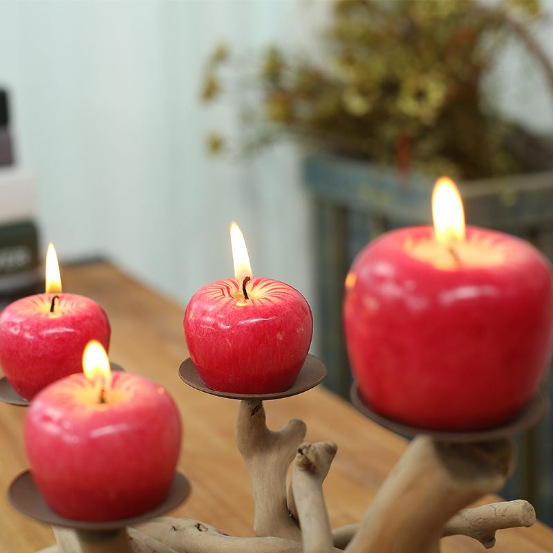 Driftwood Candle Holder with 4pcs Candle Tray Tabletop Tea Light Wooden Candle Holder