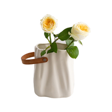 Handbag Style Design White, Gray, And Black Ceramic Vases