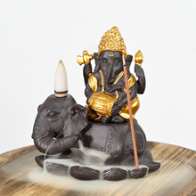 Ceramic Ganesha Style 2 Sits on The Elephant Waterfall Backflow Incense Cone Ceramic Backflow Incense Burner