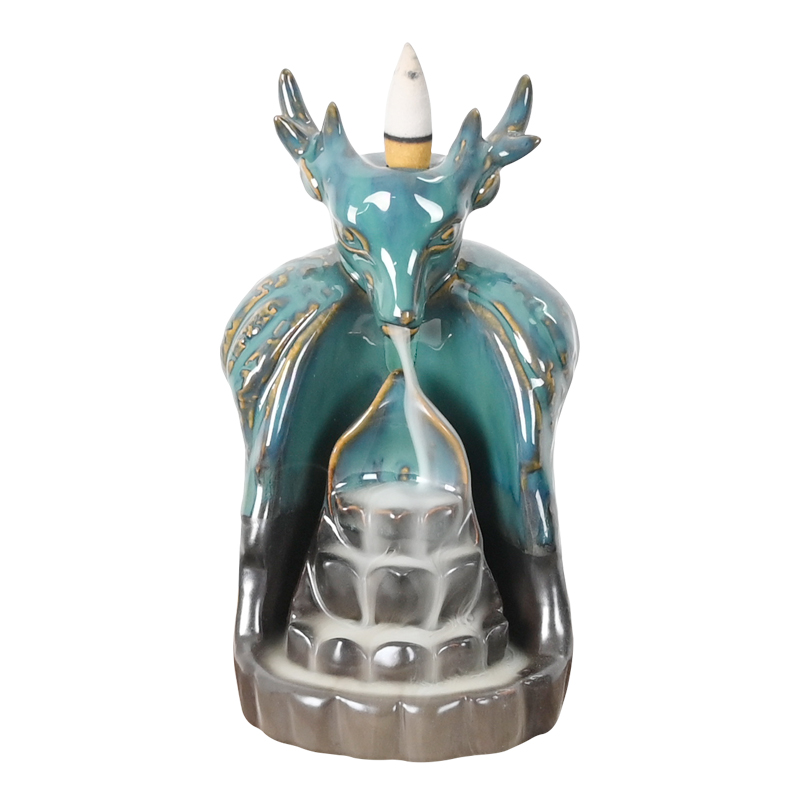 Sika Deer Style Home Decor Ceramic Backflow Incense Burner