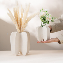 Modern Geometric Ceramic Vase Matte Sandy Texture Abstract Flower Pot for Nordic Home Decor Wholesale Modernist Stoneware Art Craft