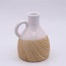 Home Decoration Fashion Simple Table Vase Wood Grain With Handle Ceramic Vase