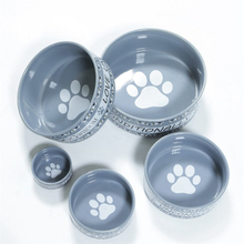 printing white Dog footprints Dog footprints water bowl grain bowl lovely pet products single bowl ceramic bowl