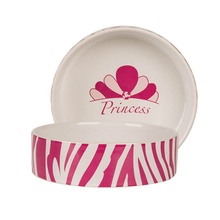  Printing Pink Strip Circular Ceramic Dog Bowl Ceramic Pet Feeder