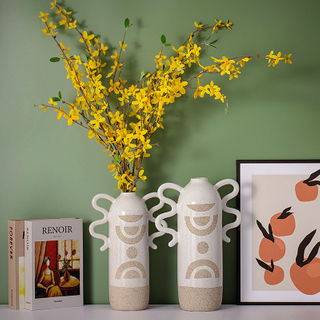 Ceramic Vases Binaural Style Design Flower Arranging Container Home Furnishing Decoration