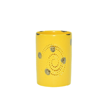 Hollowed Out Windmill Style Design Yellow Glaze Ceramic Candles Lanterns