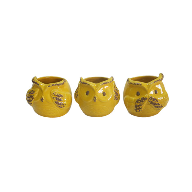 Ceramic red yellow and white square flowerpots