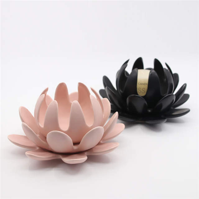 White Ceramic Lotus Candle Stand Ceramic Flower Candle Holder
