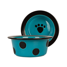  Bowl bottom printing Bone pictures Sky blue Ceramic Pet Feeder Circular Ceramic Dog Bowl 